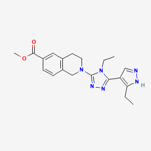 molecular formula C20H24N6O2 B7434749 methyl 2-[4-ethyl-5-(5-ethyl-1H-pyrazol-4-yl)-1,2,4-triazol-3-yl]-3,4-dihydro-1H-isoquinoline-6-carboxylate 