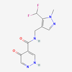 molecular formula C11H11F2N5O2 B7434764 N-[[5-(difluoromethyl)-1-methylpyrazol-4-yl]methyl]-4-oxo-1H-pyridazine-5-carboxamide 
