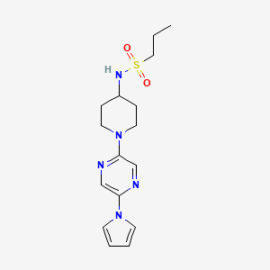 molecular formula C16H23N5O2S B7434852 N-[1-(5-pyrrol-1-ylpyrazin-2-yl)piperidin-4-yl]propane-1-sulfonamide 