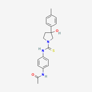 molecular formula C20H23N3O2S B7434859 N-[4-[[3-hydroxy-3-(4-methylphenyl)pyrrolidine-1-carbothioyl]amino]phenyl]acetamide 