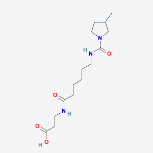 molecular formula C15H27N3O4 B7434864 3-[6-[(3-Methylpyrrolidine-1-carbonyl)amino]hexanoylamino]propanoic acid 