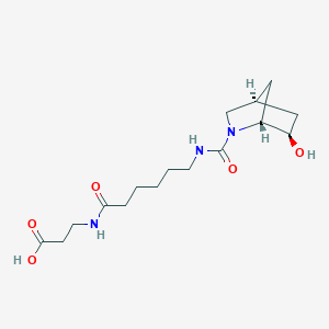 molecular formula C16H27N3O5 B7434868 3-[6-[[(1R,4S,6R)-6-hydroxy-2-azabicyclo[2.2.1]heptane-2-carbonyl]amino]hexanoylamino]propanoic acid 