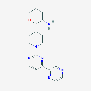 molecular formula C18H24N6O B7434909 2-[1-(4-Pyrazin-2-ylpyrimidin-2-yl)piperidin-4-yl]oxan-3-amine 