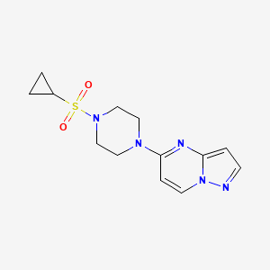molecular formula C13H17N5O2S B7434911 5-(4-Cyclopropylsulfonylpiperazin-1-yl)pyrazolo[1,5-a]pyrimidine 