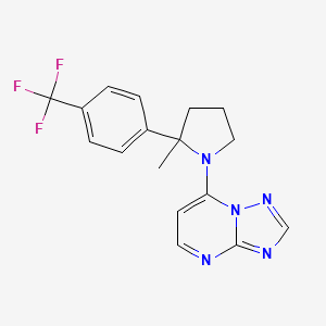 molecular formula C17H16F3N5 B7434927 7-[2-Methyl-2-[4-(trifluoromethyl)phenyl]pyrrolidin-1-yl]-[1,2,4]triazolo[1,5-a]pyrimidine 
