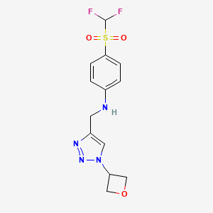molecular formula C13H14F2N4O3S B7434949 4-(difluoromethylsulfonyl)-N-[[1-(oxetan-3-yl)triazol-4-yl]methyl]aniline 