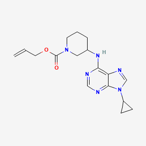 molecular formula C17H22N6O2 B7434961 Prop-2-enyl 3-[(9-cyclopropylpurin-6-yl)amino]piperidine-1-carboxylate 