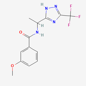 3-methoxy-N-[1-[3-(trifluoromethyl)-1H-1,2,4-triazol-5-yl]ethyl]benzamide