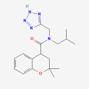 molecular formula C18H25N5O2 B7434977 2,2-dimethyl-N-(2-methylpropyl)-N-(2H-tetrazol-5-ylmethyl)-3,4-dihydrochromene-4-carboxamide 