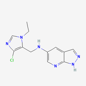 molecular formula C12H13ClN6 B7434984 N-[(5-chloro-3-ethylimidazol-4-yl)methyl]-1H-pyrazolo[3,4-b]pyridin-5-amine 