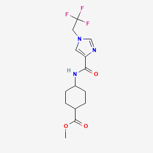 molecular formula C14H18F3N3O3 B7434988 Methyl 4-[[1-(2,2,2-trifluoroethyl)imidazole-4-carbonyl]amino]cyclohexane-1-carboxylate 