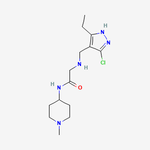 molecular formula C14H24ClN5O B7434995 2-[(3-chloro-5-ethyl-1H-pyrazol-4-yl)methylamino]-N-(1-methylpiperidin-4-yl)acetamide 