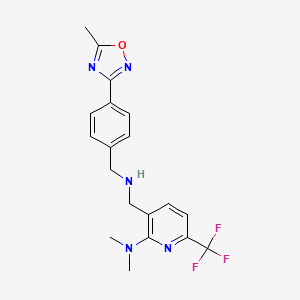 molecular formula C19H20F3N5O B7435002 N,N-dimethyl-3-[[[4-(5-methyl-1,2,4-oxadiazol-3-yl)phenyl]methylamino]methyl]-6-(trifluoromethyl)pyridin-2-amine 