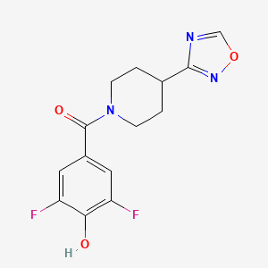molecular formula C14H13F2N3O3 B7435010 (3,5-Difluoro-4-hydroxyphenyl)-[4-(1,2,4-oxadiazol-3-yl)piperidin-1-yl]methanone 