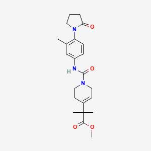 molecular formula C22H29N3O4 B7435029 methyl 2-methyl-2-[1-[[3-methyl-4-(2-oxopyrrolidin-1-yl)phenyl]carbamoyl]-3,6-dihydro-2H-pyridin-4-yl]propanoate 