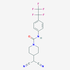 molecular formula C17H15F5N4O B7435034 4-(dicyanomethyl)-N-[4-(1,1,2,2,2-pentafluoroethyl)phenyl]piperidine-1-carboxamide 