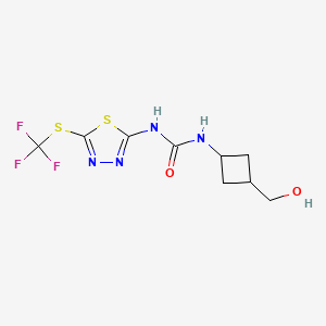 molecular formula C9H11F3N4O2S2 B7435040 1-[3-(Hydroxymethyl)cyclobutyl]-3-[5-(trifluoromethylsulfanyl)-1,3,4-thiadiazol-2-yl]urea 