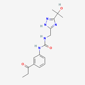 molecular formula C16H21N5O3 B7435041 1-[[3-(2-hydroxypropan-2-yl)-1H-1,2,4-triazol-5-yl]methyl]-3-(3-propanoylphenyl)urea 