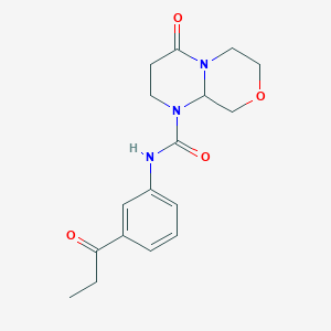 molecular formula C17H21N3O4 B7435044 4-oxo-N-(3-propanoylphenyl)-2,3,6,7,9,9a-hexahydropyrimido[2,1-c][1,4]oxazine-1-carboxamide 