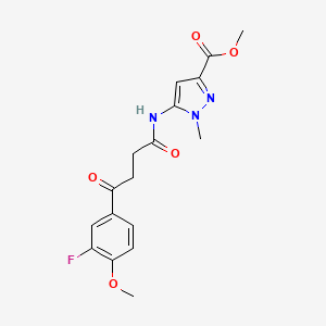 molecular formula C17H18FN3O5 B7435088 Methyl 5-[[4-(3-fluoro-4-methoxyphenyl)-4-oxobutanoyl]amino]-1-methylpyrazole-3-carboxylate 
