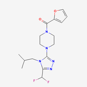 molecular formula C16H21F2N5O2 B7435101 [4-[5-(Difluoromethyl)-4-(2-methylpropyl)-1,2,4-triazol-3-yl]piperazin-1-yl]-(furan-2-yl)methanone 