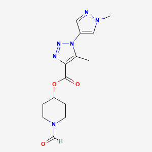 molecular formula C14H18N6O3 B7435108 (1-Formylpiperidin-4-yl) 5-methyl-1-(1-methylpyrazol-4-yl)triazole-4-carboxylate 