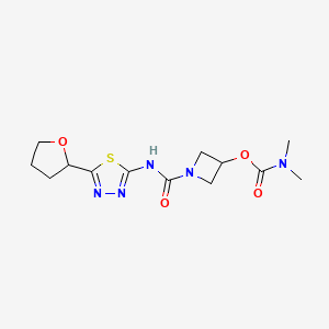 molecular formula C13H19N5O4S B7435151 [1-[[5-(oxolan-2-yl)-1,3,4-thiadiazol-2-yl]carbamoyl]azetidin-3-yl] N,N-dimethylcarbamate 