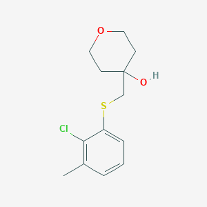 molecular formula C13H17ClO2S B7435163 4-[(2-Chloro-3-methylphenyl)sulfanylmethyl]oxan-4-ol 