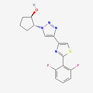 molecular formula C16H14F2N4OS B7435177 (1R,2R)-2-[4-[2-(2,6-difluorophenyl)-1,3-thiazol-4-yl]triazol-1-yl]cyclopentan-1-ol 