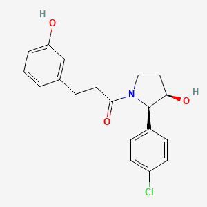 molecular formula C19H20ClNO3 B7435222 1-[(2R,3R)-2-(4-chlorophenyl)-3-hydroxypyrrolidin-1-yl]-3-(3-hydroxyphenyl)propan-1-one 