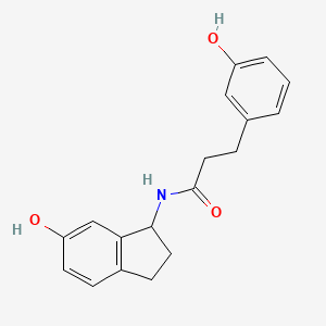 molecular formula C18H19NO3 B7435239 N-(6-hydroxy-2,3-dihydro-1H-inden-1-yl)-3-(3-hydroxyphenyl)propanamide 