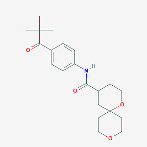 molecular formula C21H29NO4 B7435268 N-[4-(2,2-dimethylpropanoyl)phenyl]-1,9-dioxaspiro[5.5]undecane-4-carboxamide 