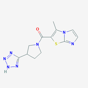 molecular formula C12H13N7OS B7435270 (3-methylimidazo[2,1-b][1,3]thiazol-2-yl)-[3-(2H-tetrazol-5-yl)pyrrolidin-1-yl]methanone 