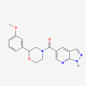 molecular formula C18H18N4O3 B7435272 [2-(3-methoxyphenyl)morpholin-4-yl]-(1H-pyrazolo[3,4-b]pyridin-5-yl)methanone 