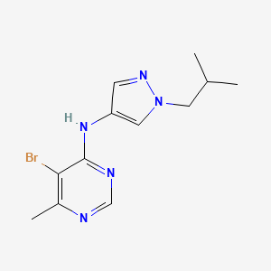molecular formula C12H16BrN5 B7435282 5-bromo-6-methyl-N-[1-(2-methylpropyl)pyrazol-4-yl]pyrimidin-4-amine 