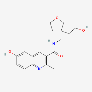 molecular formula C18H22N2O4 B7435286 6-hydroxy-N-[[3-(2-hydroxyethyl)oxolan-3-yl]methyl]-2-methylquinoline-3-carboxamide 
