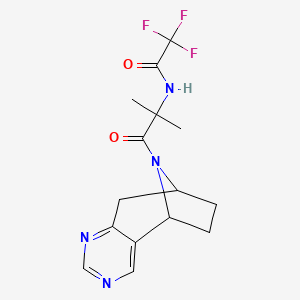 molecular formula C15H17F3N4O2 B7435305 2,2,2-trifluoro-N-[2-methyl-1-oxo-1-(4,6,12-triazatricyclo[7.2.1.02,7]dodeca-2,4,6-trien-12-yl)propan-2-yl]acetamide 