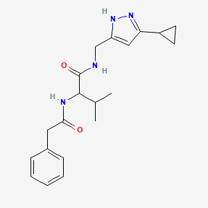 molecular formula C20H26N4O2 B7435313 N-[(3-cyclopropyl-1H-pyrazol-5-yl)methyl]-3-methyl-2-[(2-phenylacetyl)amino]butanamide 