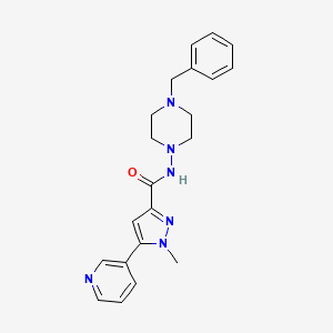 molecular formula C21H24N6O B7435320 N-(4-benzylpiperazin-1-yl)-1-methyl-5-pyridin-3-ylpyrazole-3-carboxamide 