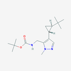 molecular formula C17H29N3O2 B7435342 tert-butyl N-[[4-[(1R,2R)-2-tert-butylcyclopropyl]-2-methylpyrazol-3-yl]methyl]carbamate 