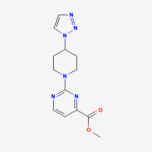 molecular formula C13H16N6O2 B7435350 Methyl 2-[4-(triazol-1-yl)piperidin-1-yl]pyrimidine-4-carboxylate 