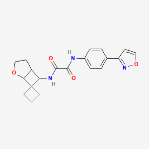 molecular formula C20H21N3O4 B7435376 N'-[4-(1,2-oxazol-3-yl)phenyl]-N-spiro[2-oxabicyclo[3.2.0]heptane-7,1'-cyclobutane]-6-yloxamide 