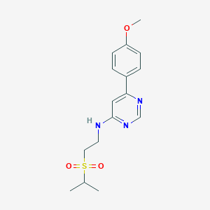 molecular formula C16H21N3O3S B7435381 6-(4-methoxyphenyl)-N-(2-propan-2-ylsulfonylethyl)pyrimidin-4-amine 