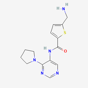 molecular formula C14H17N5OS B7435387 5-(aminomethyl)-N-(4-pyrrolidin-1-ylpyrimidin-5-yl)thiophene-2-carboxamide 