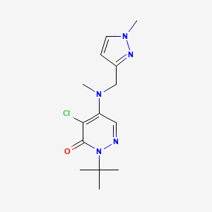 molecular formula C14H20ClN5O B7435401 2-Tert-butyl-4-chloro-5-[methyl-[(1-methylpyrazol-3-yl)methyl]amino]pyridazin-3-one 