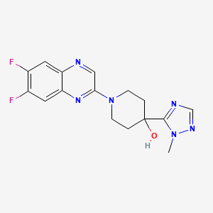 molecular formula C16H16F2N6O B7435407 1-(6,7-Difluoroquinoxalin-2-yl)-4-(2-methyl-1,2,4-triazol-3-yl)piperidin-4-ol 