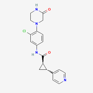 molecular formula C19H19ClN4O2 B7435417 (1R,2R)-N-[3-chloro-4-(3-oxopiperazin-1-yl)phenyl]-2-pyridin-4-ylcyclopropane-1-carboxamide 