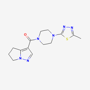molecular formula C14H18N6OS B7435433 5,6-dihydro-4H-pyrrolo[1,2-b]pyrazol-3-yl-[4-(5-methyl-1,3,4-thiadiazol-2-yl)piperazin-1-yl]methanone 