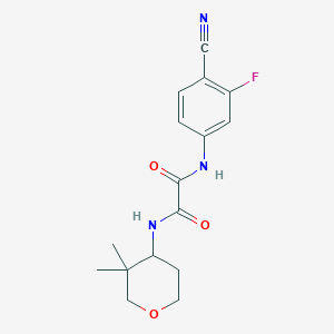 molecular formula C16H18FN3O3 B7435447 N'-(4-cyano-3-fluorophenyl)-N-(3,3-dimethyloxan-4-yl)oxamide 