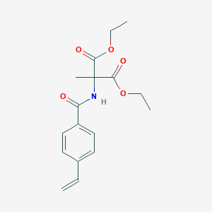 molecular formula C17H21NO5 B7435456 Diethyl 2-[(4-ethenylbenzoyl)amino]-2-methylpropanedioate 